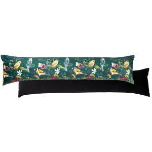 Wylder Midnight Garden Birds Digitally Printed Velvet  Draught Excluder