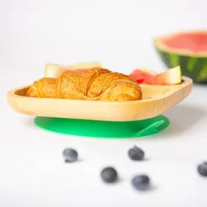 Tiny Dining - Children's Bamboo Plate Suction Cup - Green