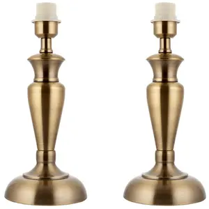 2 PACK - Brass Table Lamp Light 355mm Tall Aged Metal Base Only Desk Sideboard