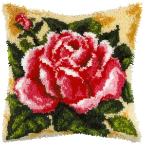 L/HK CUSHION ROSE - Latch Hook Kit: Cushion: Large: Rose - Orchidea