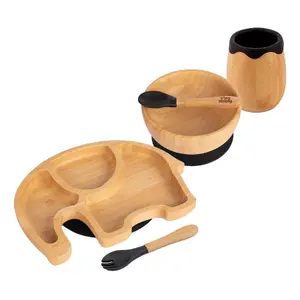 5pc Bamboo Elephant Baby Weaning Set - Black