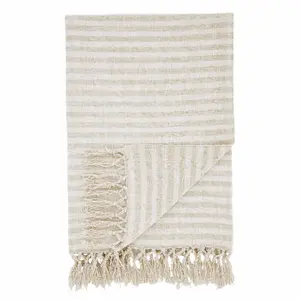 Catherine Lansfield Stripe Chenille 130x170cm Blanket Throw Natural