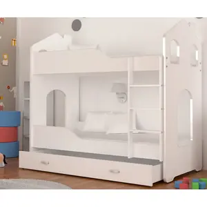 Liev European Toddler (80 x 160cm) Bunk Bed with Drawer White/White