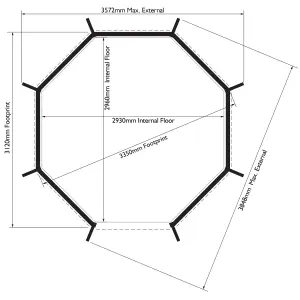 Rowlinson Buckingham Natural Octagonal Gazebo, (W)3.57m (D)3.57m - Assembly required