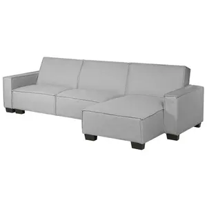 Corner Sofa ROMEDAL Light Grey Fabric Left Hand