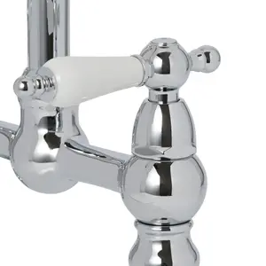 Cooke & Lewis Sherrard Chrome effect Kitchen Deck bridge Tap