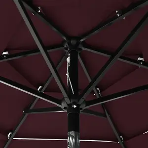 Berkfield 3-Tier Parasol with Aluminium Pole Bordeaux Red 2 m