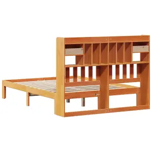 Berkfield Bookcase Bed without Mattress Wax Brown 120x190cm Solid Wood Pine