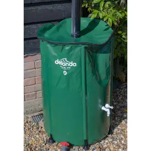 Dellonda Collapsible PVC Garden Water Butt with Zipped Lid & Drain Tap, 250L