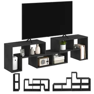 HOMCOM TV Unit for TVs up to 75 Inches, Free Combination TV Stand, Black