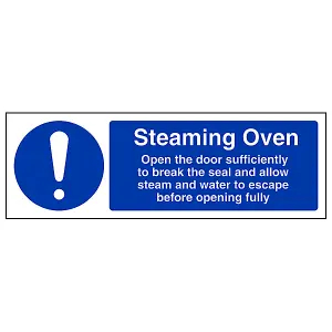 Steaming Oven Catering Safety Sign - Adhesive Vinyl - 300x100mm (x3)