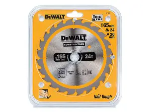 DeWALT DT1949 Cordless Construction Cordless Circular Saw Blade 165 x 20mm x 24T