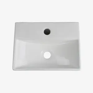 Nes Home 375mm x 110mm Bathroom Peregrine Cloakroom Counter Top or Wall Hung Ceramic Basin Sink and Fittings