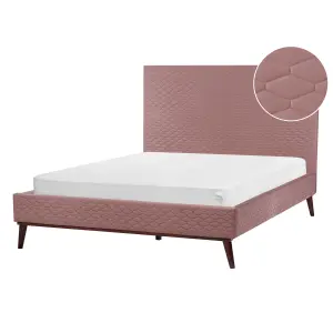 Velvet EU Double Size Bed Pink BAYONNE