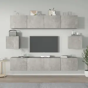 Berkfield 6 Piece TV Cabinet Set Concrete Grey Engineered Wood