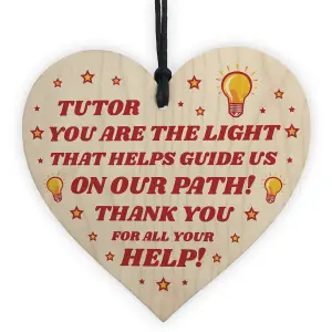 Handmade Thank You Tutor Gift Heart Hanging Sign Teacher Gifts Friendship Gift