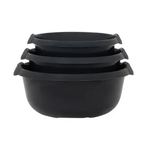 Wham 3 Piece Casa Multi-Functional Round Plastic Bowl Set Midnight (28cm, 32cm & 36cm Bowls)