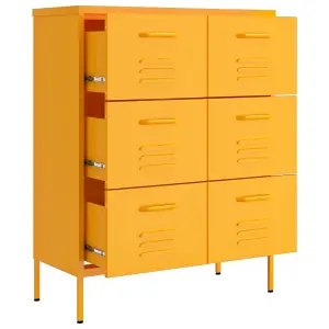 Berkfield Drawer Cabinet Mustard Yellow 80x35x101.5 cm Steel