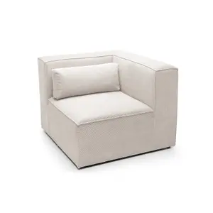 Doris Corner Unit Module in White  Cord Chenille