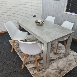 Dining Table With 4 Chairs, Dining Table Room Set 4, kitchen set of 4, Grey Table, 4 white tulip chairs, Kosy Koala