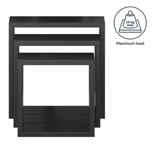 GoodHome Rigga Black Cube shelf (L)23cm x (D)9.8cm, Set of 3