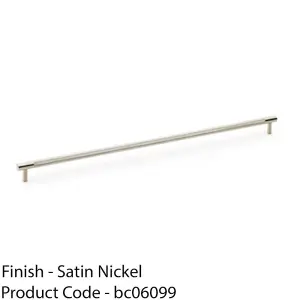 Knurled T Bar Door Pull Handle - Satin Nickel - 448mm Centres Premium Drawer