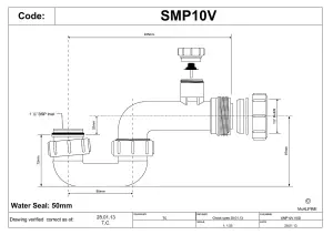 McAlpine SMP10V 50mm Water Seal Anti-Syphon (Silentrap) with 1" Multifit Outlet Bath Trap