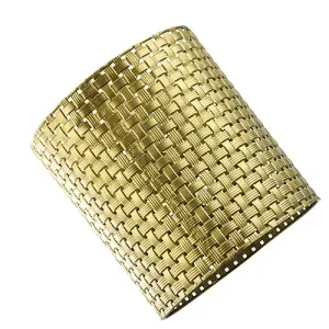 Tweed Lattice Metal Pendant Lighting Shade in Bright Gold with Small Square Gaps