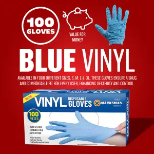 100 X Vinyl Disposable Gloves, Large Non-powdered Blue