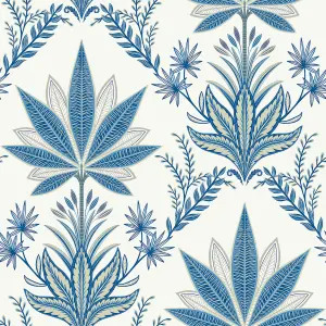 Galerie Mulberry Tree Blue Palm Leaf Wallpaper Roll