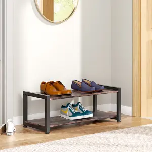 2 Tiers 80 cm W x 35 cm D x 30 cm H Wooden Shoe Rack Storage Shelf