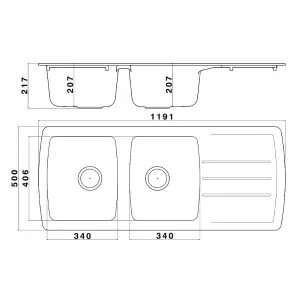 Astini Harrison 2.0 Bowl Black Composite Synthetic Kitchen Sink & Waste