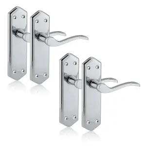 XFORT Polished Chrome London Suite Lever Latch Door Handles, 2 Pairs