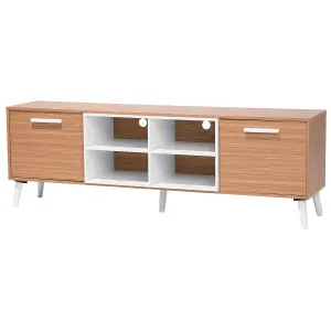 Beliani Traditional TV Stand Light Wood ALLOA