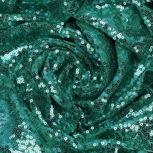 Neel Blue 11x108 Inch Shimmer Sequin Table Runner Glitter Fabric, Emerald Green