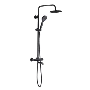 ENKI Dune Black 3-Outlet Multi-Function Thermostatic Overhead Shower Set 200mm