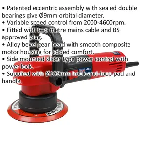 150mm Dual Action Variable Speed Random Orbital Sander 710W 230V Compact Corded