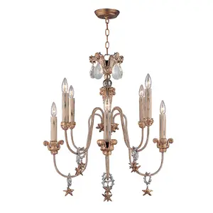 Elstead Mignon 8 Light Chandelier Gold And Silver Finish, E14