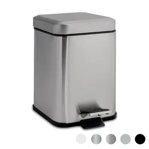 Square Bathroom Pedal Bin - 3 Litre Brushed