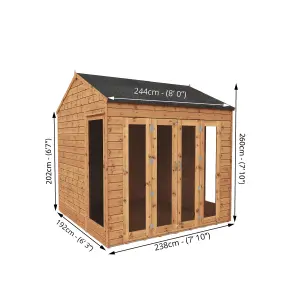 Mercia 8x8 ft with Bi-fold door & 2 windows Reverse apex Wooden Summer house