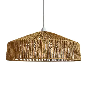 ValueLights Elcano Modern Natural Woven Rope Ceiling Pendant Drum Light Shade