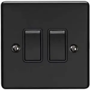 Eurolite 2 Gang 10A 2 Way Switch: Matt Black Enhance Range - Black Trim