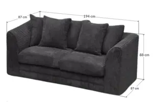 Logan 3 Seater Sofa Fabric Jumbo Cord