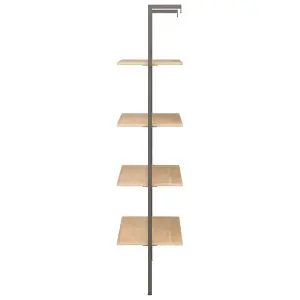 Berkfield 4-Tier Leaning Shelf Light Brown and Black 64x35x152.5 cm