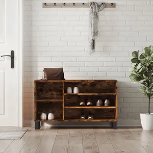 Berkfield Shoe Cabinet Smoked Oak 102x36x60 cm Engineered Wood