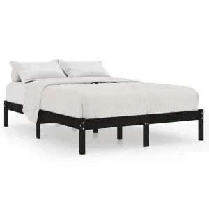 Berkfield Bed Frame Black Solid Wood 135x190 cm Double