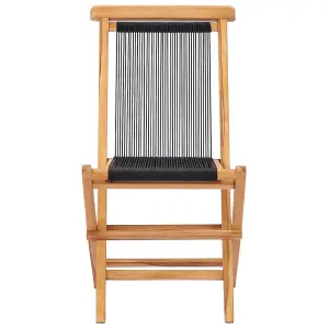 Berkfield Folding Garden Chairs 2 pcs Solid Teak Wood and Rope