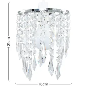 ValueLights Chandelier Design Ceiling Pendant Light Shade With Clear Acrylic Jewel Effect DropletS