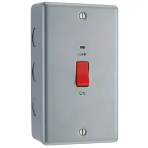 BG Metal Clad 45A Rectangular Large Plate Double Pole Switch With Power Indicator