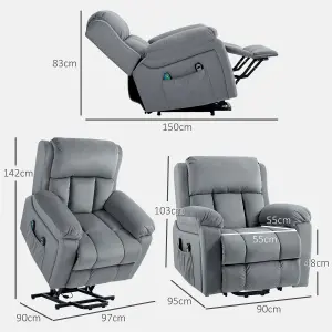 HOMCOM Lift Chair Riser and Recliner Chair with Vibration Massage, Heat, Grey